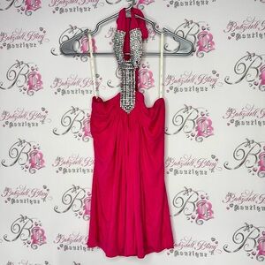 SKY Halter rhinestone top cinch detail Rhinestone neckline tie up